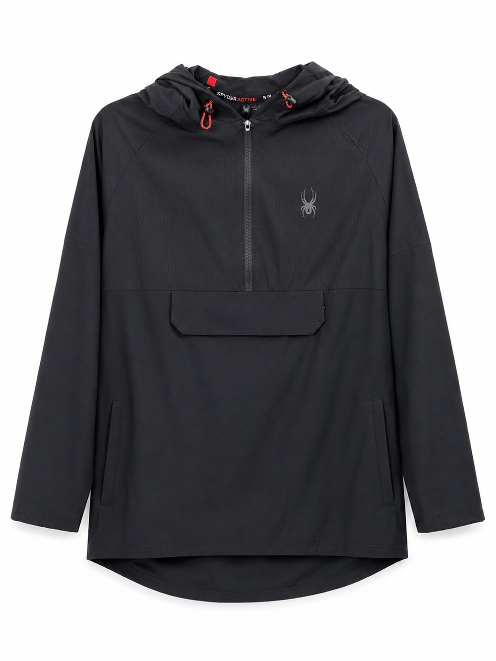 Spyder ProWEB Mens Large Packable Quarter Zip Anorak Windbreaker Jacket Black